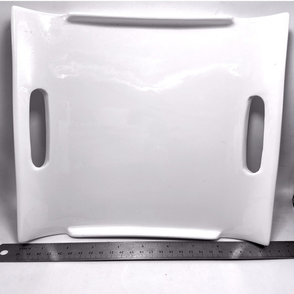 Strawberry Street 10 White Ceramic Serving Tray Handles MicrowaveDishwasher Safe